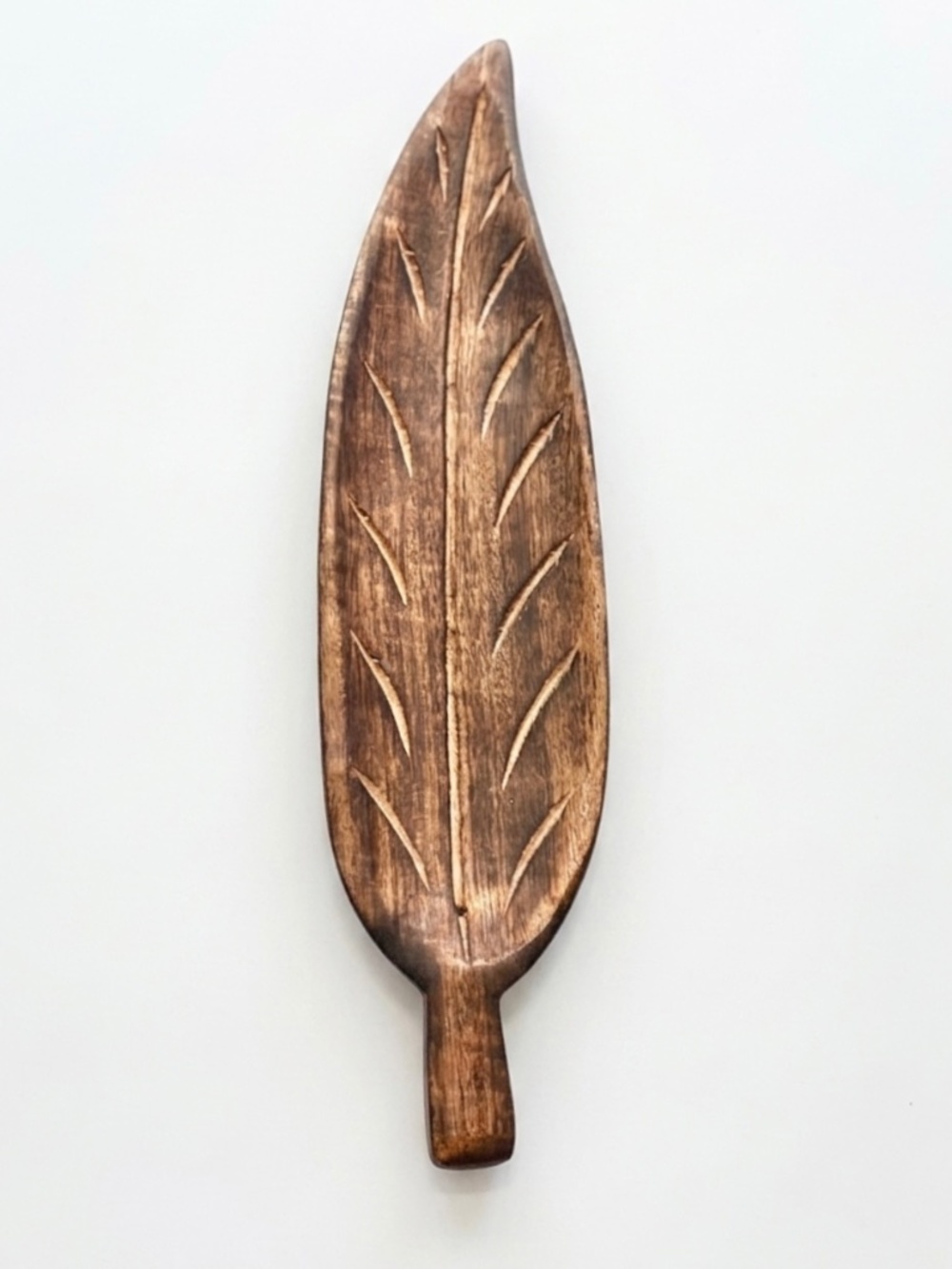 Hand-Carved Artisan Wooden Leaf Incense Holder – Boho Home Decor